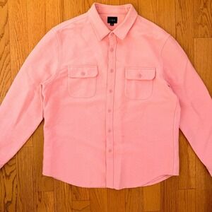 J.Crew Knit Button Down Shirt Mens XL Pink Long Sleeve Cotton Workwear Jacket